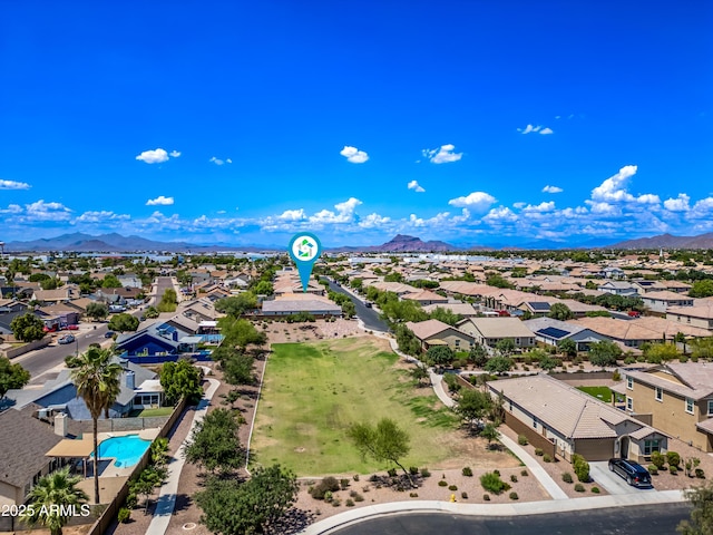 1344 N Claiborne, Mesa, AZ 85205 - aerial view of residential area with a mountainous background and a pool area