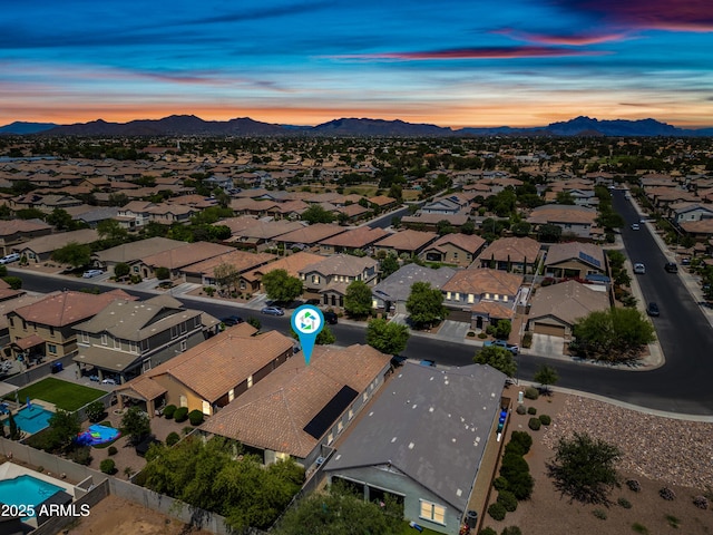 1344 N Claiborne, Mesa, AZ 85205 - aerial view at dusk of a mountain view and a residential view