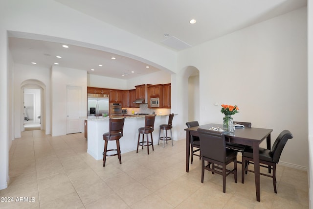 view of tiled dining space