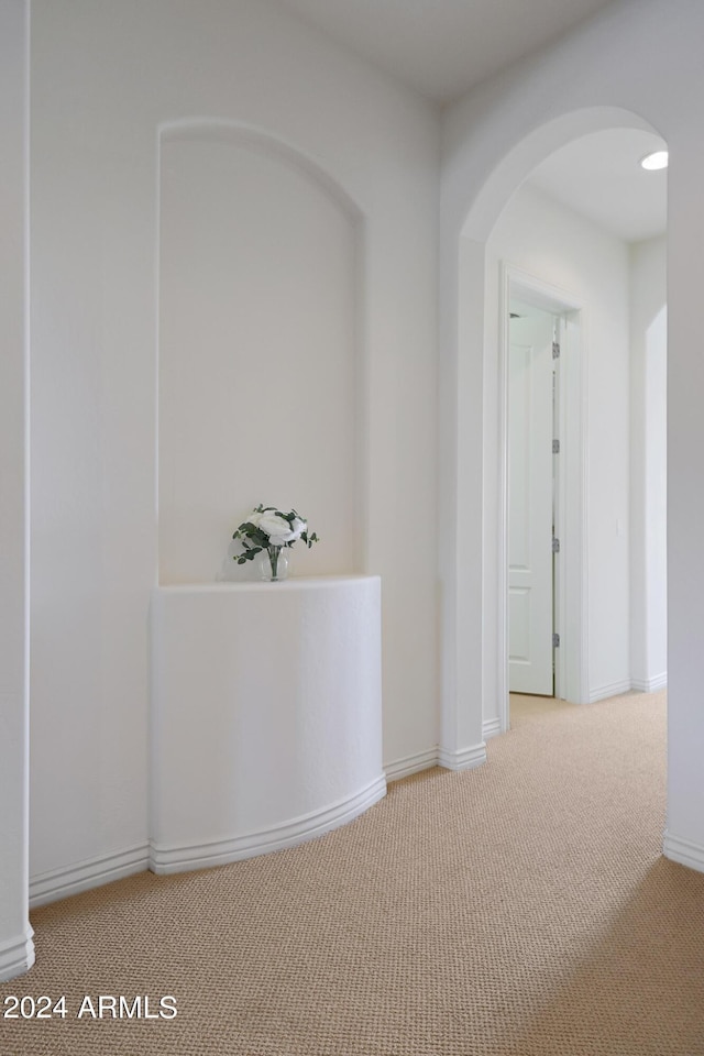 hallway featuring carpet