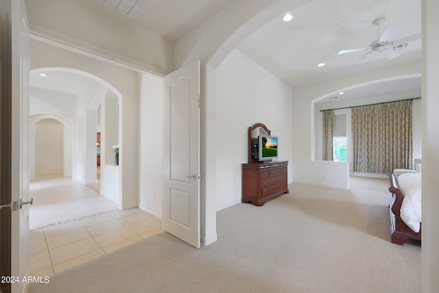 hallway with light carpet