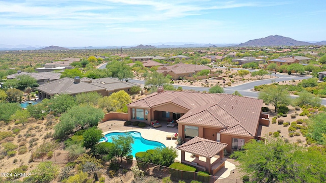 drone / aerial view with a mountain view