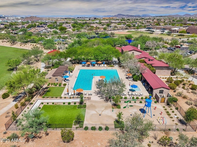 2187 W Burnside Trl, Phoenix, AZ 85085 - aerial view of residential area with a pool area