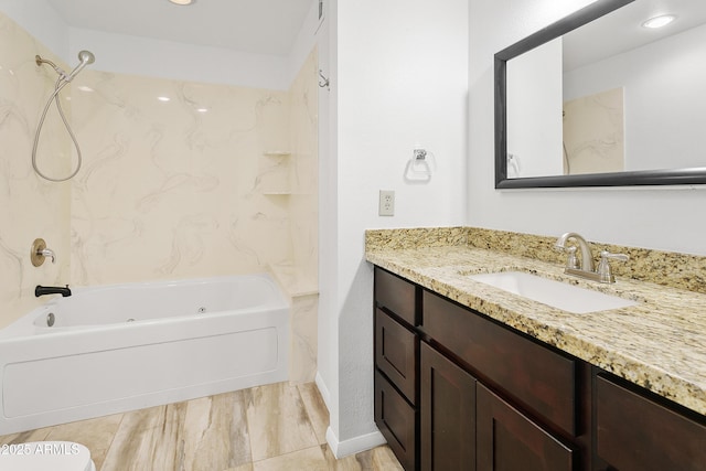 1334 S Glenview Cir, Mesa, AZ 85204 - bathroom with vanity, washtub / shower combination, and recessed lighting