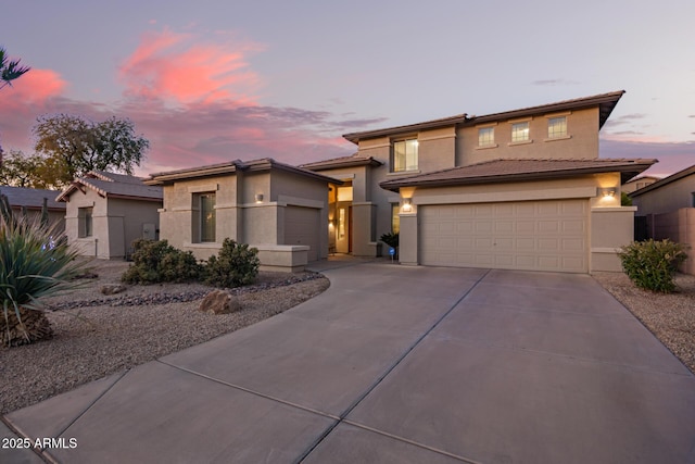 prairie-style house with a garage