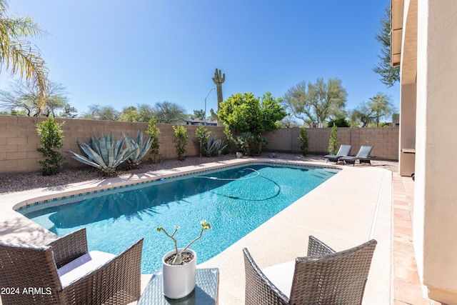 view of swimming pool featuring a patio