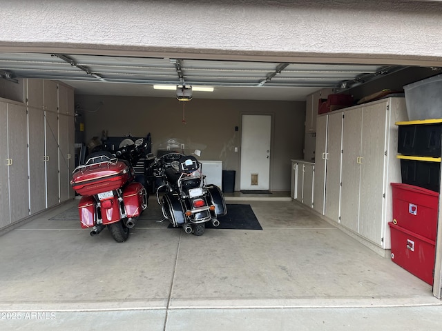 garage with a garage door opener