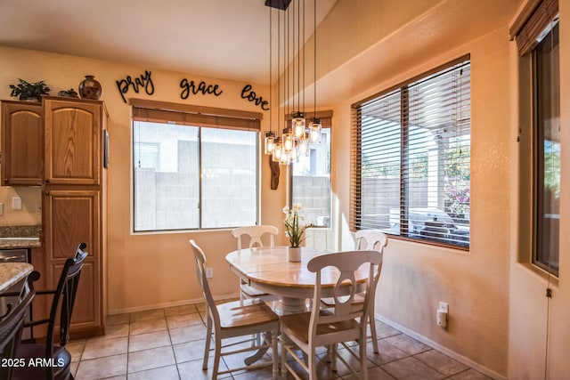 view of tiled dining room