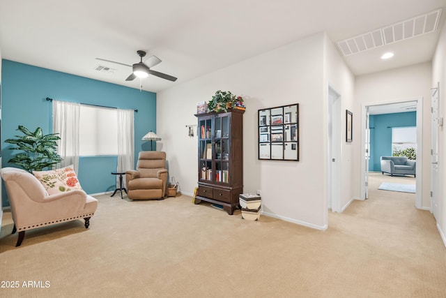 3022 E Santa Fe Ln, Gilbert, AZ 85297 - living area with carpet flooring and ceiling fan
