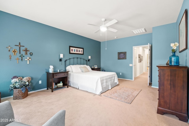 3022 E Santa Fe Ln, Gilbert, AZ 85297 - bedroom featuring light colored carpet and a ceiling fan