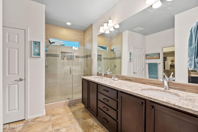 3022 E Santa Fe Ln, Gilbert, AZ 85297 - full bathroom with a shower stall and double vanity