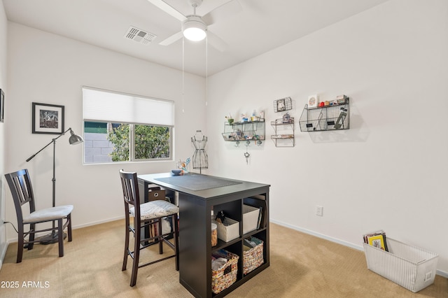3022 E Santa Fe Ln, Gilbert, AZ 85297 - dining room featuring light carpet and a ceiling fan