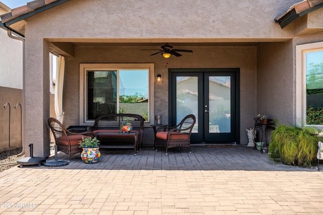 3022 E Santa Fe Ln, Gilbert, AZ 85297 - view of patio with french doors and ceiling fan