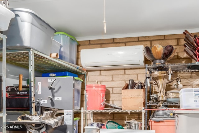 storage area featuring an AC wall unit