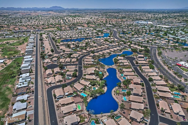 1741 S Clearview Ave Unit 13, Mesa, AZ 85209 - aerial view of property and surrounding area featuring a water and mountain view and nearby suburban area