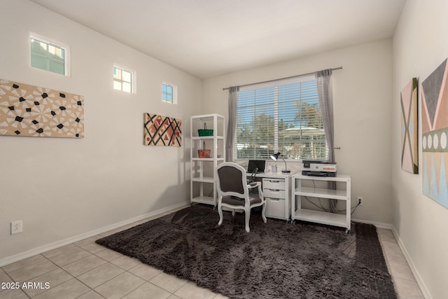 office space with light tile patterned floors