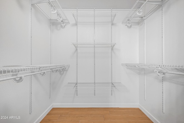 walk in closet with light wood-type flooring