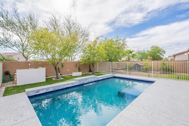 view of pool featuring pool water feature