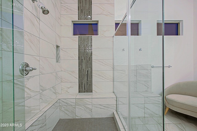 bathroom featuring walk in shower