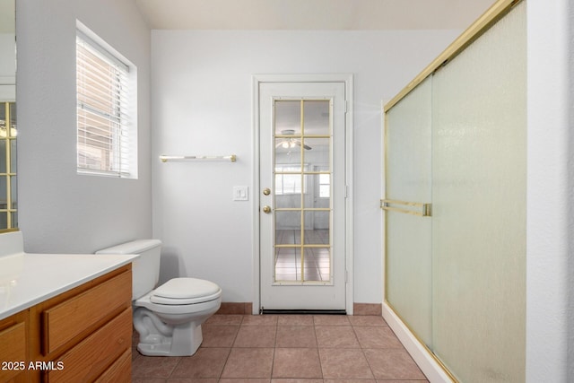 4336 E Aspen Ave, Mesa, AZ 85201 - bathroom with vanity, a shower stall, and tile patterned floors