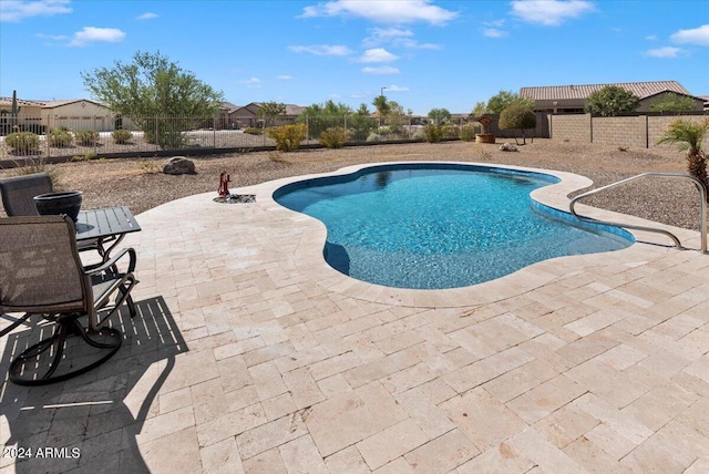 view of swimming pool with a patio area