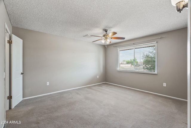 empty room with carpet flooring and a textured ceiling