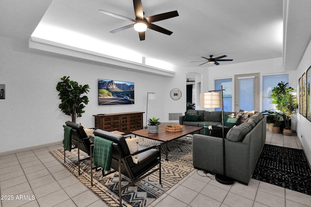 18161 N 63rd Ln, Glendale, AZ 85308 - living area with ceiling fan, light tile patterned floors, and visible vents