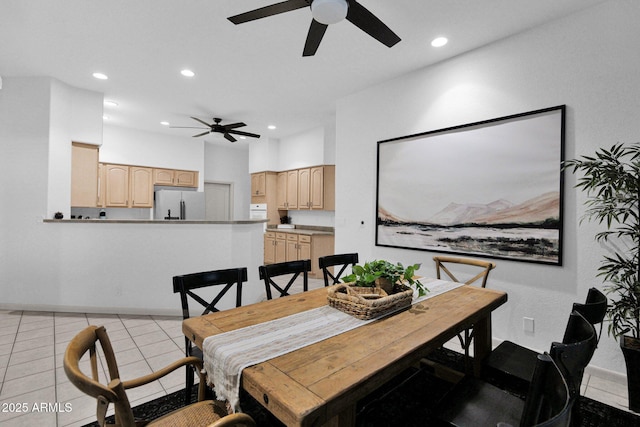 18161 N 63rd Ln, Glendale, AZ 85308 - dining space with light tile patterned floors, baseboards, ceiling fan, and recessed lighting
