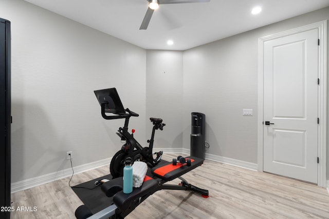 2656 E Oriole Dr, Gilbert, AZ 85297 - workout room with light hardwood / wood-style flooring and ceiling fan