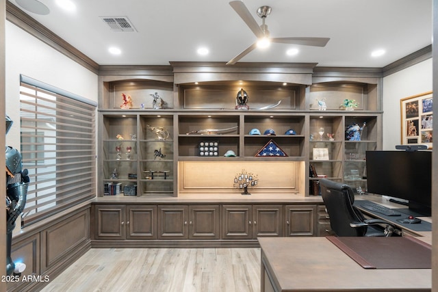2656 E Oriole Dr, Gilbert, AZ 85297 - office area featuring light hardwood / wood-style floors and ornamental molding