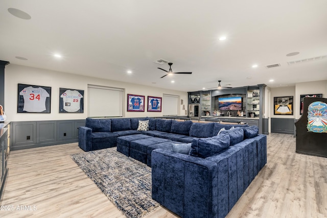 2656 E Oriole Dr, Gilbert, AZ 85297 - living room featuring light wood-type flooring and ceiling fan