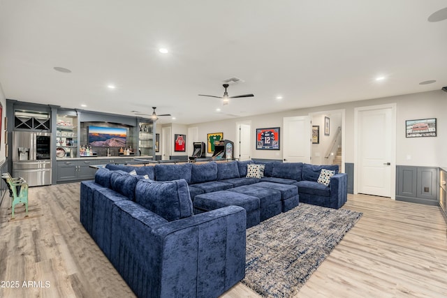 2656 E Oriole Dr, Gilbert, AZ 85297 - living room with ceiling fan, light wood-type flooring, and bar area