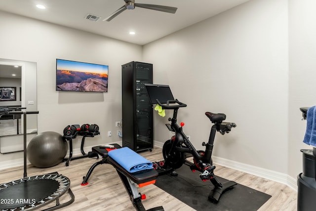 2656 E Oriole Dr, Gilbert, AZ 85297 - exercise area with light hardwood / wood-style floors and ceiling fan