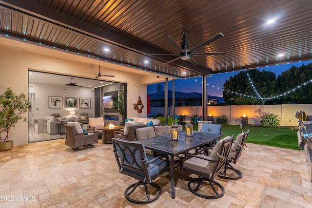 2656 E Oriole Dr, Gilbert, AZ 85297 - view of patio featuring an outdoor living space with a fire pit and ceiling fan