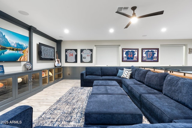 2656 E Oriole Dr, Gilbert, AZ 85297 - living room featuring ceiling fan and light hardwood / wood-style floors