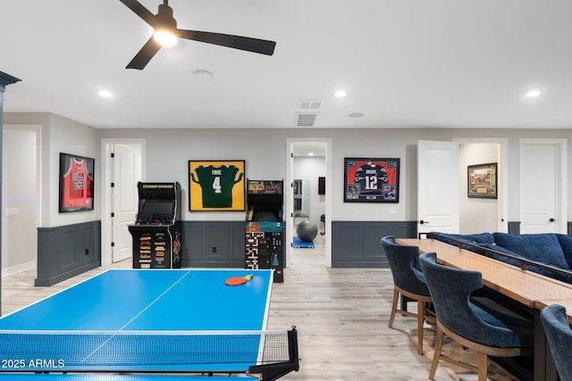 2656 E Oriole Dr, Gilbert, AZ 85297 - rec room featuring ceiling fan and light hardwood / wood-style flooring