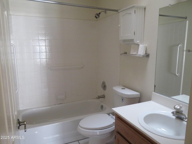 full bathroom featuring vanity, toilet, and bathtub / shower combination