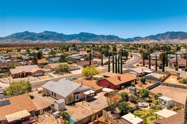 birds eye view of property featuring a residential view and a mountain view
