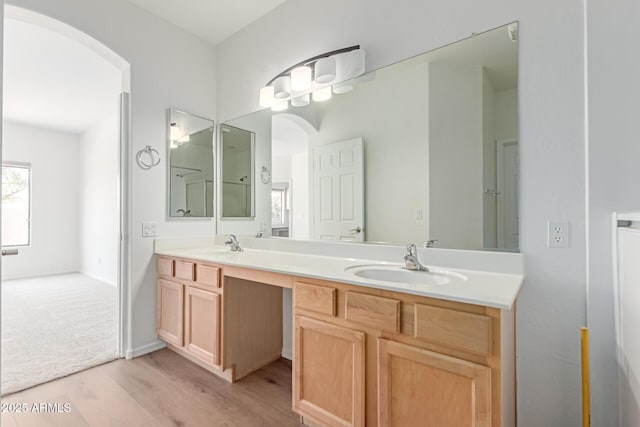 2140 S Benton Cir, Mesa, AZ 85209 - full bath with wood finished floors and double vanity