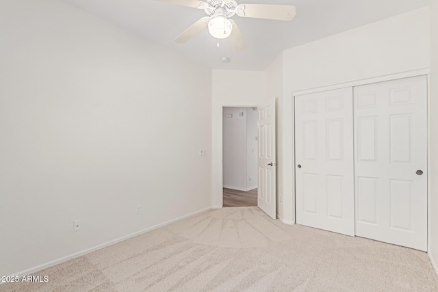 2140 S Benton Cir, Mesa, AZ 85209 - unfurnished bedroom featuring carpet floors, baseboards, a closet, and ceiling fan