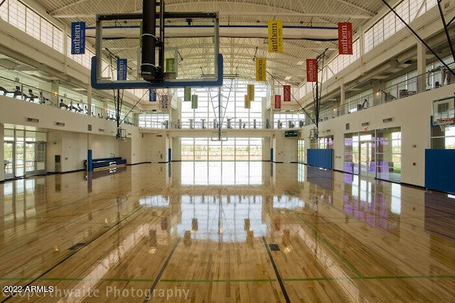 view of basketball court featuring plenty of natural light