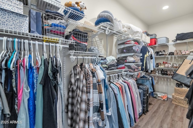 spacious closet with wood finished floors