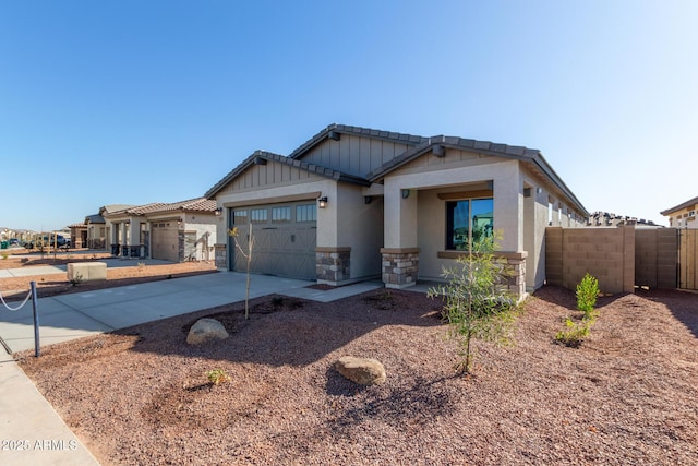 craftsman inspired home with a garage