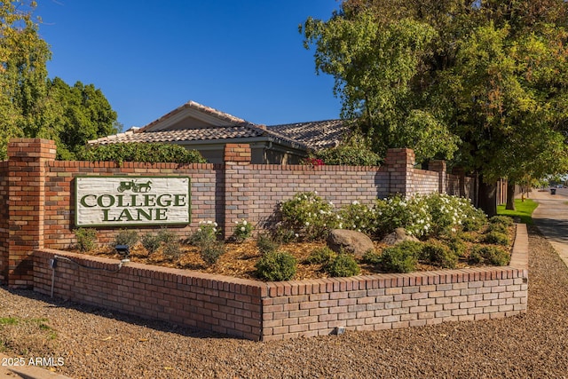 view of community sign