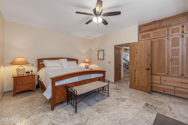 bedroom featuring ceiling fan