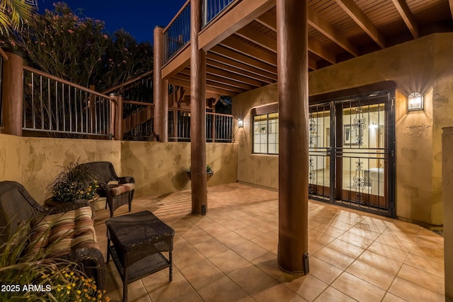 view of patio at twilight