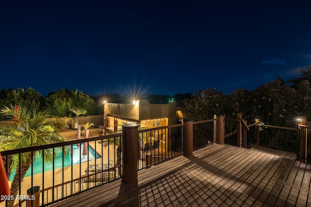 view of deck at twilight