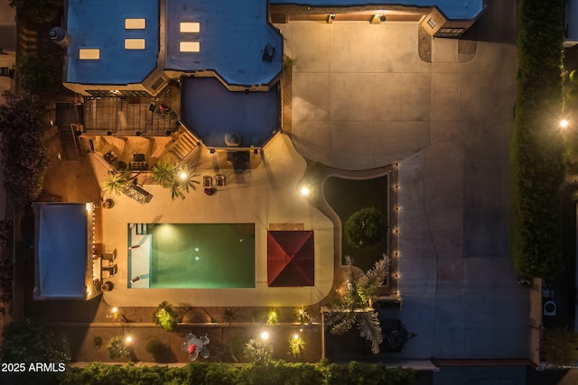 view of aerial view at night
