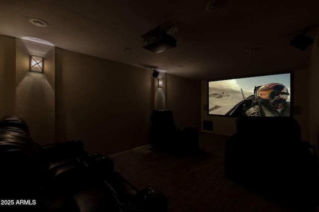 home theater room featuring carpet