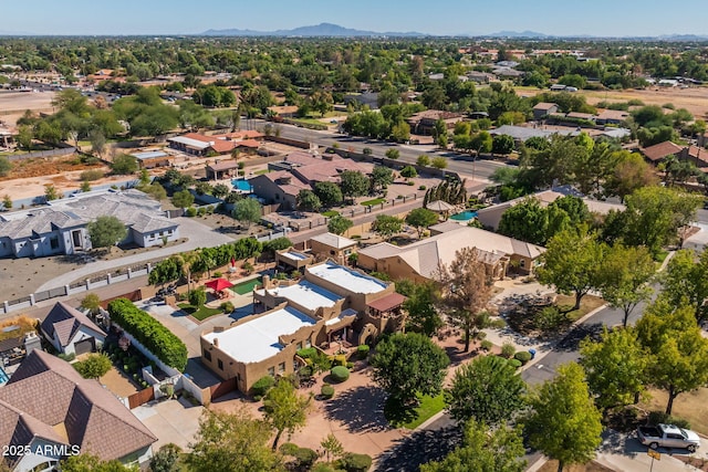 aerial view with a residential view and a mountain view